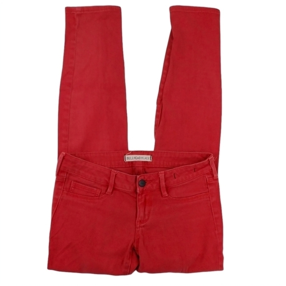 Bullhead Black Women's Coral/Red Denim Skinny Leggings Size 1 - Picture 5 of 13